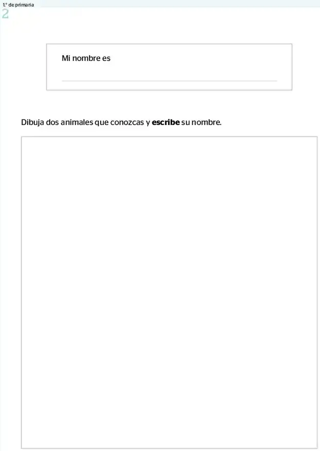 Página 2 de la vista previa de Prueba diagnóstica de Escritura 1.º grado – Conozcamos nuestros aprendizajes