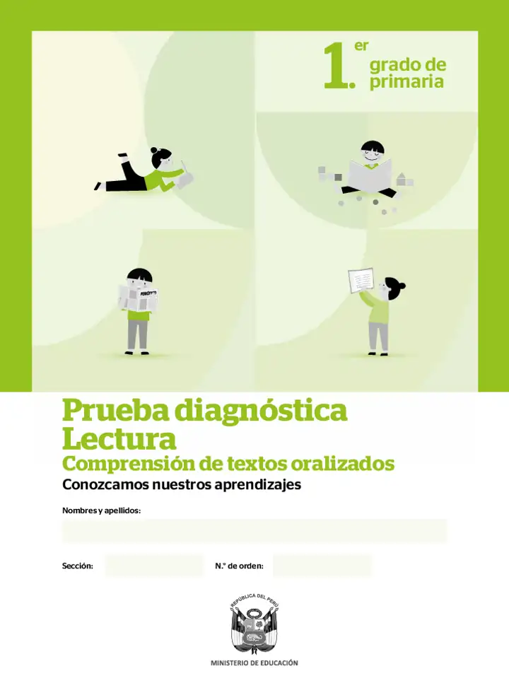 Página 1 de la vista previa de Prueba diagnóstica de Lectura 1.º grado – Conozcamos nuestros aprendizajes