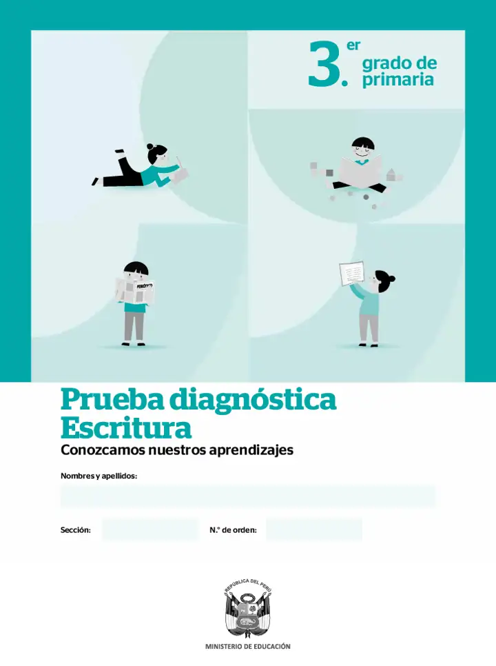 Página 1 de la vista previa de Prueba diagnóstica de Escritura 3.º grado – Conozcamos nuestros aprendizajes