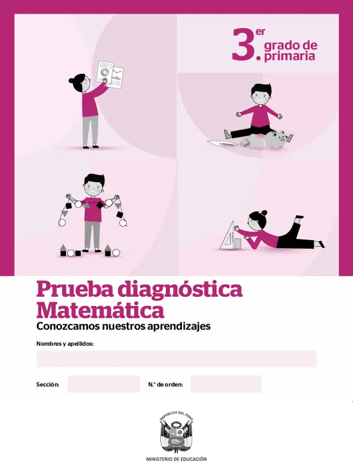 Página 1 de la vista previa de Prueba diagnóstica de Matemática 3.º grado – Conozcamos nuestros aprendizajes