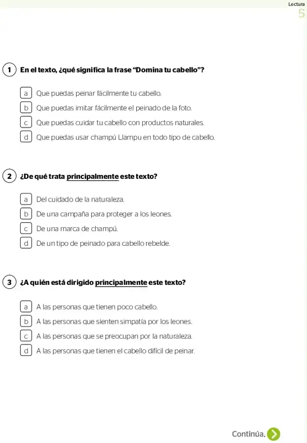 Página 2 de la vista previa de Prueba diagnóstica de Lectura 4.º grado – Conozcamos nuestros aprendizajes