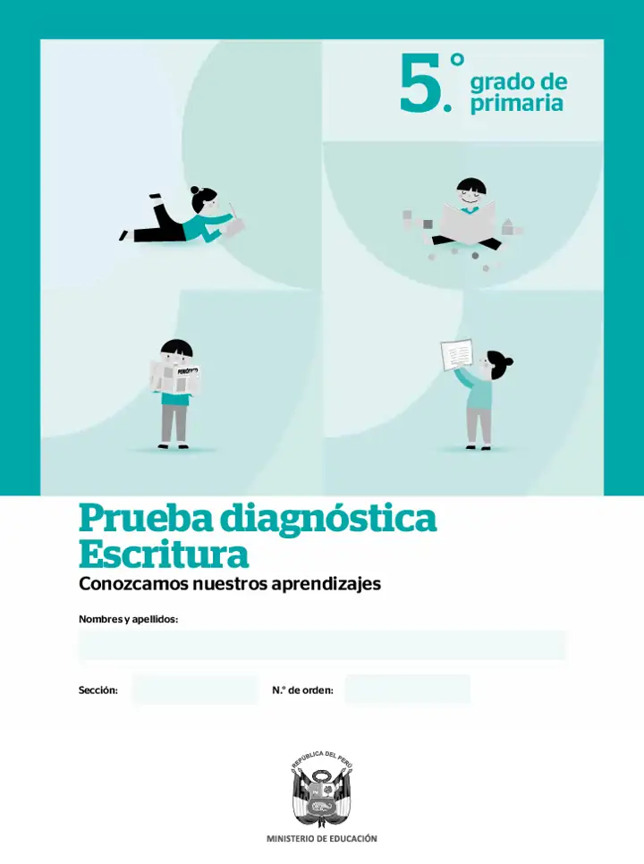 Página 1 de la vista previa de Prueba diagnóstica de Escritura 5.º grado – Conozcamos nuestros aprendizajes