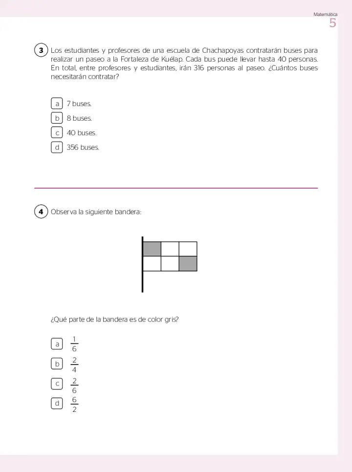Página 2 de la vista previa de Prueba diagnóstica de Matemática 5.º grado – Conozcamos nuestros aprendizajes