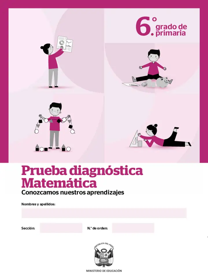 Página 1 de la vista previa de Prueba diagnóstica de Matemática 6.º grado – Conozcamos nuestros aprendizajes