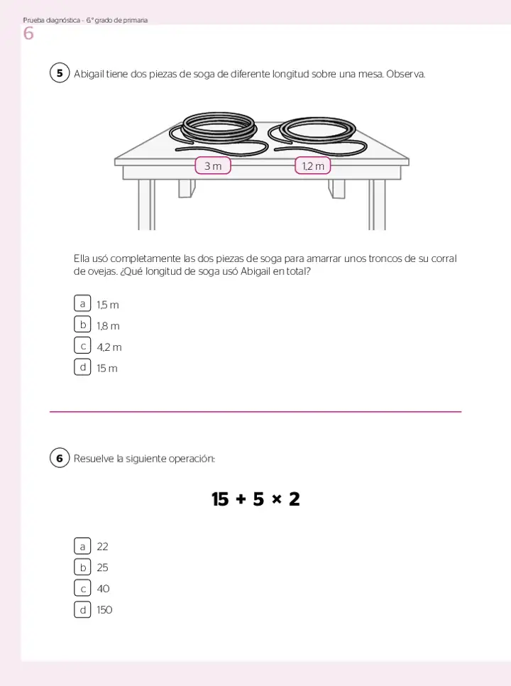 Página 3 de la vista previa de Prueba diagnóstica de Matemática 6.º grado – Conozcamos nuestros aprendizajes