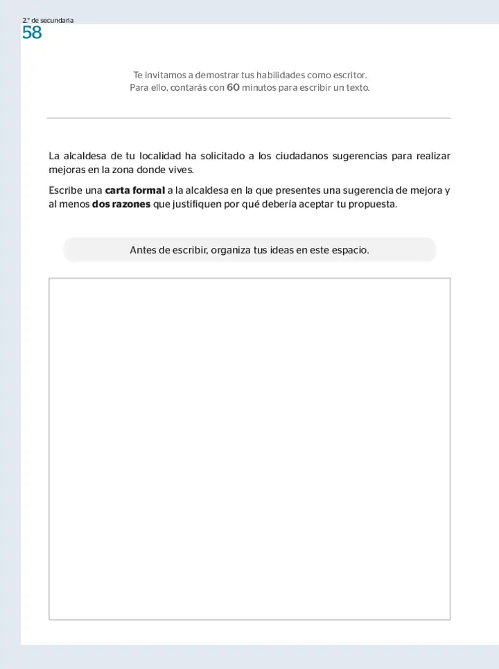 Página 2 de la vista previa de Prueba diagnóstica de Escritura 2.º grado – Conozcamos nuestros aprendizajes