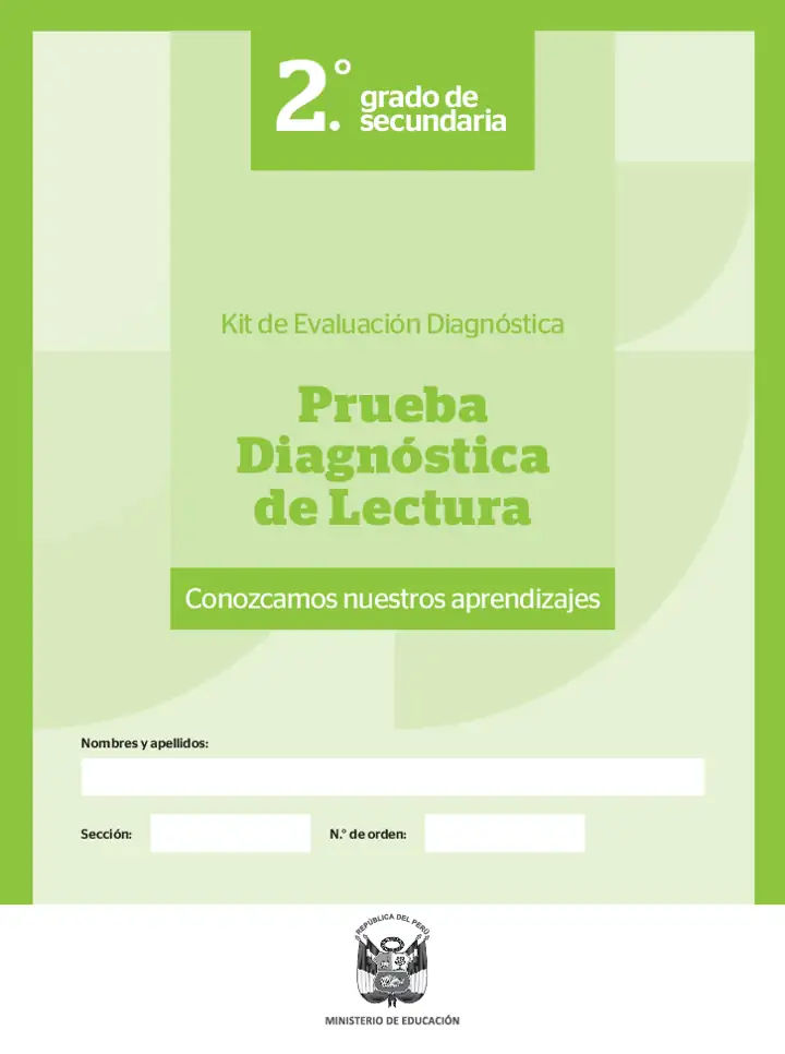 Página 1 de la vista previa de Prueba diagnóstica de Lectura 2.º grado – Conozcamos nuestros aprendizajes