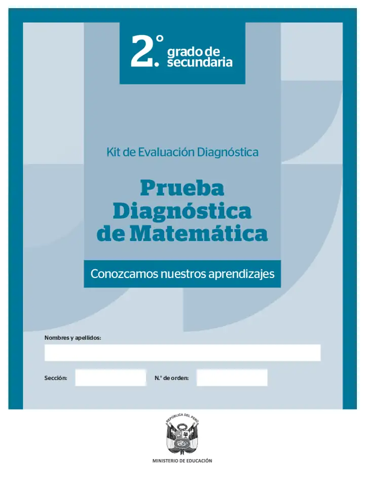 Página 1 de la vista previa de Prueba diagnóstica de Matemática 2.º grado – Conozcamos nuestros aprendizajes
