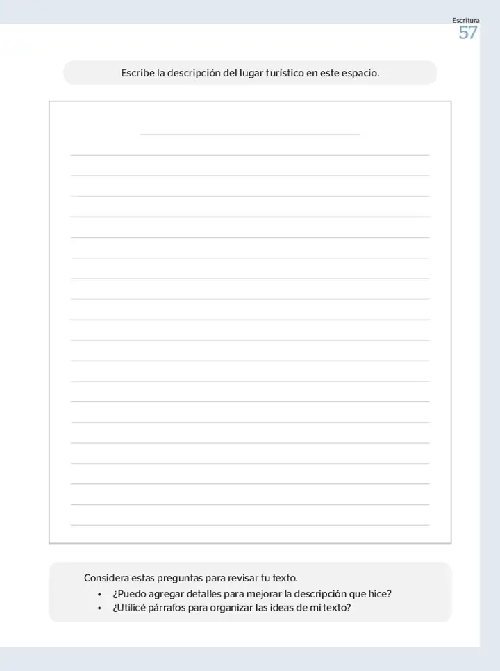 Página 3 de la vista previa de Prueba diagnóstica de Escritura 3.º grado – Conozcamos nuestros aprendizajes