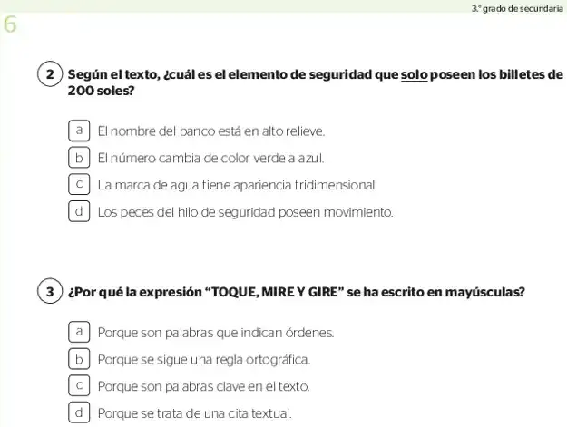 Página 3 de la vista previa de Prueba diagnóstica de Lectura 3.º grado – Conozcamos nuestros aprendizajes