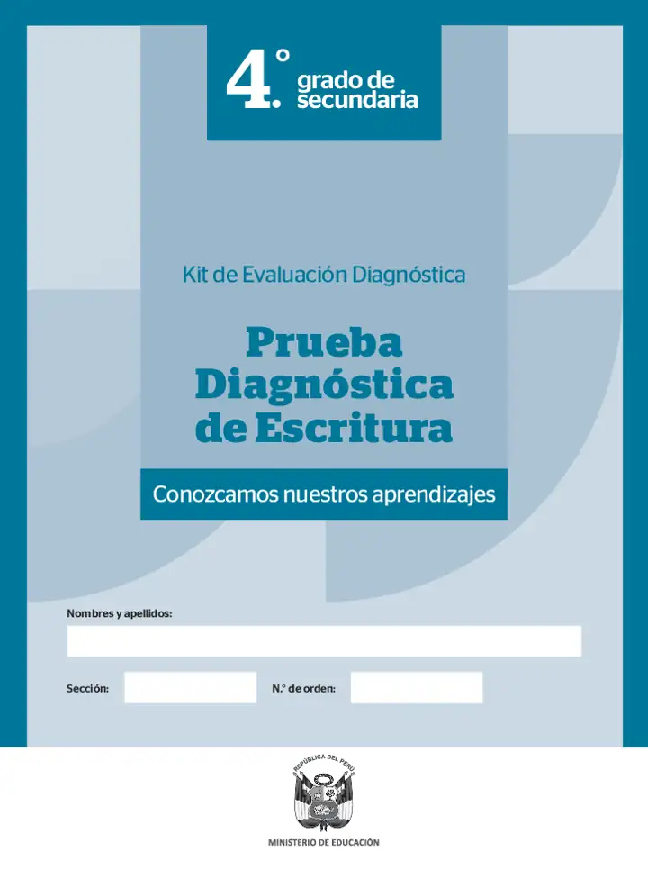 Página 1 de la vista previa de Prueba diagnóstica de Escritura 4.º grado – Conozcamos nuestros aprendizajes