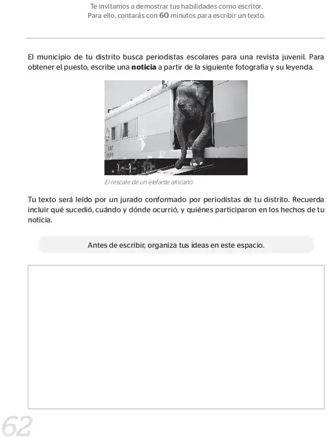 Página 2 de la vista previa de Prueba diagnóstica de Escritura 4.º grado – Conozcamos nuestros aprendizajes