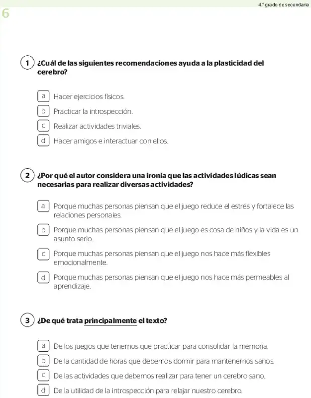 Página 3 de la vista previa de Prueba diagnóstica de Lectura 4.º grado – Conozcamos nuestros aprendizajes