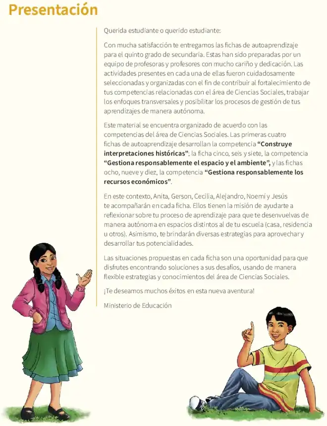 Página 2 de la vista previa de Ciencias Sociales 5: Fichas de autoaprendizaje a distancia