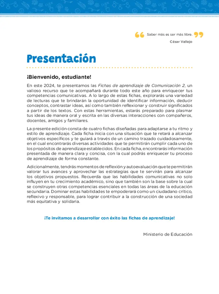 Página 2 de la vista previa de Fichas de aprendizaje de Comunicación 2